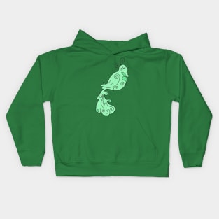 Fancy Green Bird Kids Hoodie